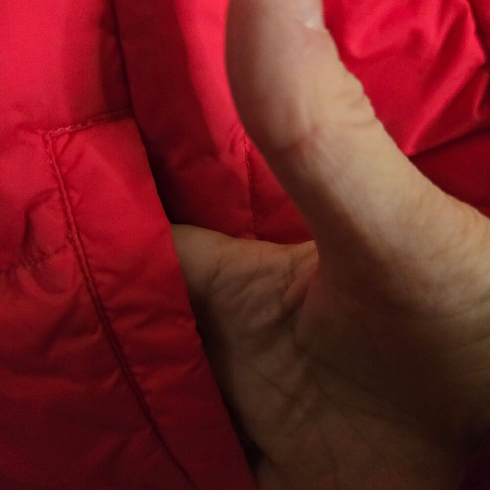 Lands' End Red Down Puffer Jacket Mock Neck Double Zip Ski Snowboard Size S - Picture 5 of 12